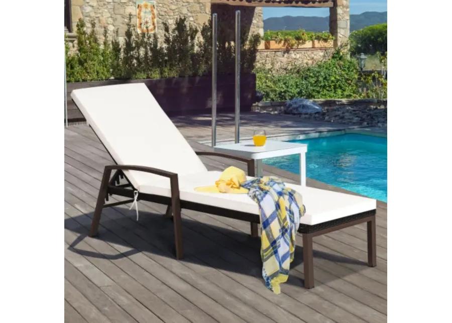 Patio Rattan Lounge Chaise Recliner with Back Adjustable Cushioned