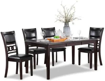 New Classic Furniture Gia 6 Pc Dining Table, 4 Chairs & Bench -Ebony