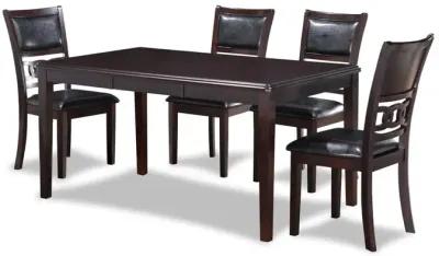 New Classic Furniture Gia 6 Pc Dining Table, 4 Chairs & Bench -Ebony