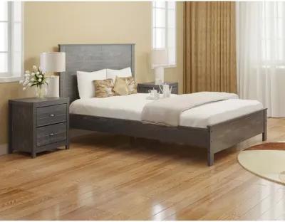 Albany Solid Wood Grey Bed, Modern Rustic Wooden Queen Size Bed Frame Box Spring Needed