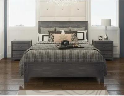 Albany Solid Wood Grey Bed, Modern Rustic Wooden Queen Size Bed Frame Box Spring Needed