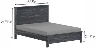 Albany Solid Wood Grey Bed, Modern Rustic Wooden Queen Size Bed Frame Box Spring Needed