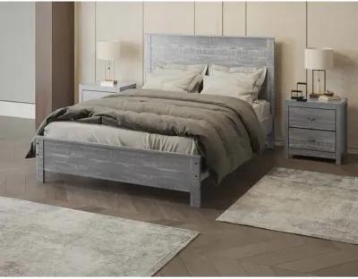 Albany Solid Wood Grey Bed, Modern Rustic Wooden Queen Size Bed Frame Box Spring Needed