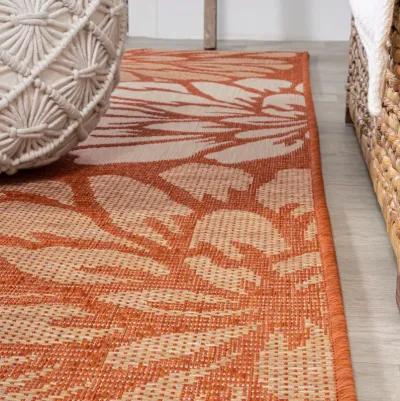 Zinnia Modern Floral Textured Weave Indoor/Outdoor Area Rug