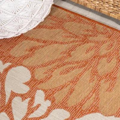 Zinnia Modern Floral Textured Weave Indoor/Outdoor Area Rug