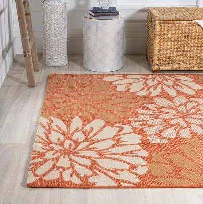 Zinnia Modern Floral Textured Weave Indoor/Outdoor Area Rug