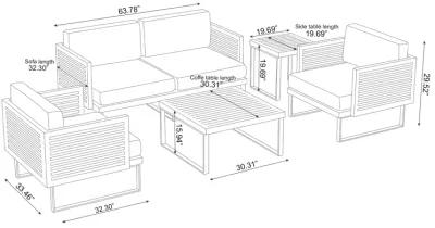 Monterey 4 Seater Outdoor Conversation Set with Coffee Table & Side Table