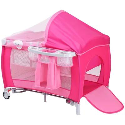 Foldable Baby Crib Playpen with Mosquito Net and Bag