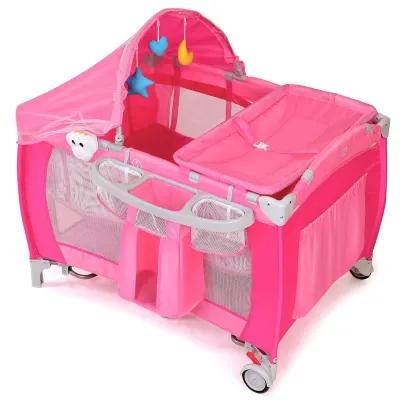 Foldable Baby Crib Playpen with Mosquito Net and Bag