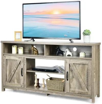 59 Inch TV Stand Media Center Console Cabinet with Barn Door for TV's 65 Inch