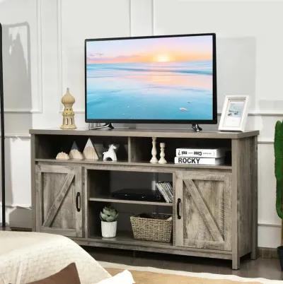 59 Inch TV Stand Media Center Console Cabinet with Barn Door for TV's 65 Inch