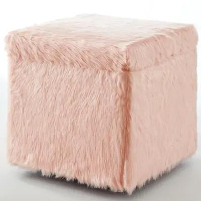 Inspired Home Emme Faux Fur Storage Ottoman