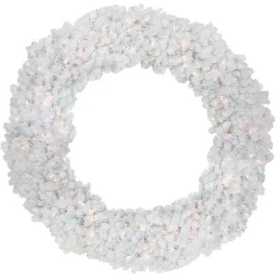 Pre-Lit White Commercial Snow White Pine Artificial Christmas Wreath - 6-Foot  Clear Lights