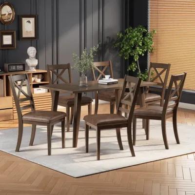 Merax Indoor 7 Pieces Wood Dining Set