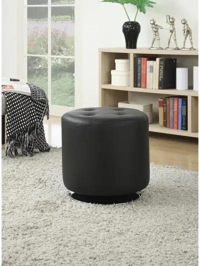 Bowman Round Upholstered Ottoman Black