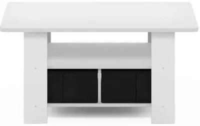 Furinno Andrey Coffee Table with Bin Drawer, White/Black