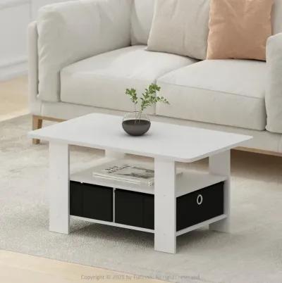 Furinno Andrey Coffee Table with Bin Drawer, White/Black