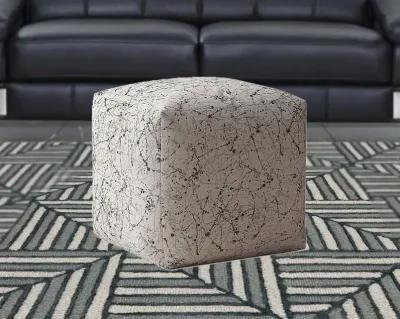 Homezia 17" Flax Abstract Pouf Ottoman