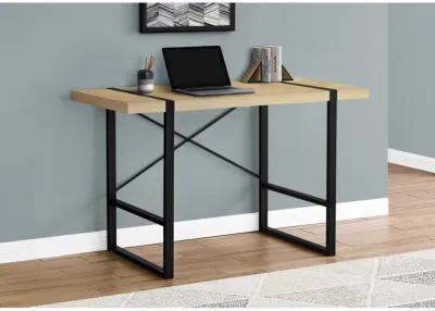 Monarch Specialties I 7658 Computer Desk, Home Office, Laptop, 48"L, Work, Metal, Laminate, Natural, Black, Contemporary, Modern