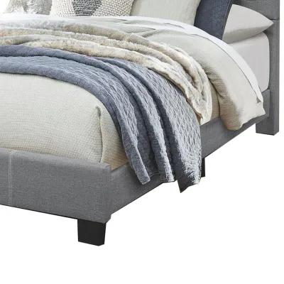 Queen Size Bed with Fabric Wrapped Frame and Panel Headboard, Gray-Benzara