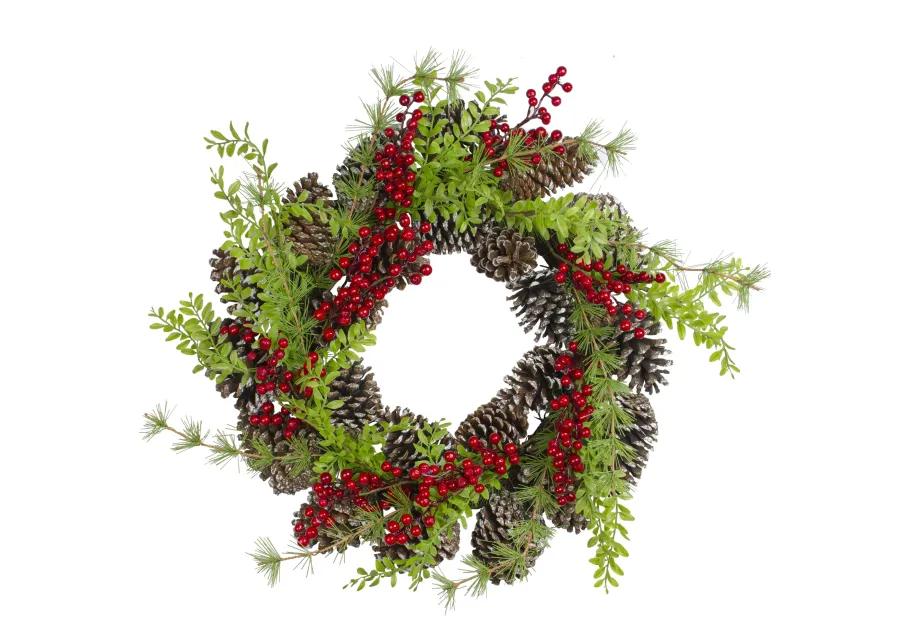 Frosted Pine Cones and Berries Artificial Christmas Wreath - 18-Inch  Unlit