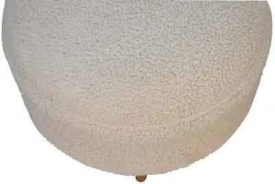 Cream Boucle  Solid Wood Rounded Footstool