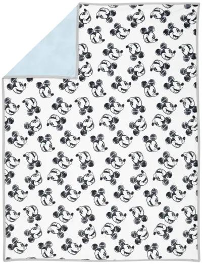 Lambs & Ivy Disney Baby MICKEY MOUSE Baby Blanket - Blue/White Minky/Jersey