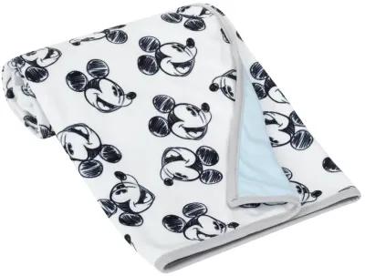 Lambs & Ivy Disney Baby MICKEY MOUSE Baby Blanket - Blue/White Minky/Jersey