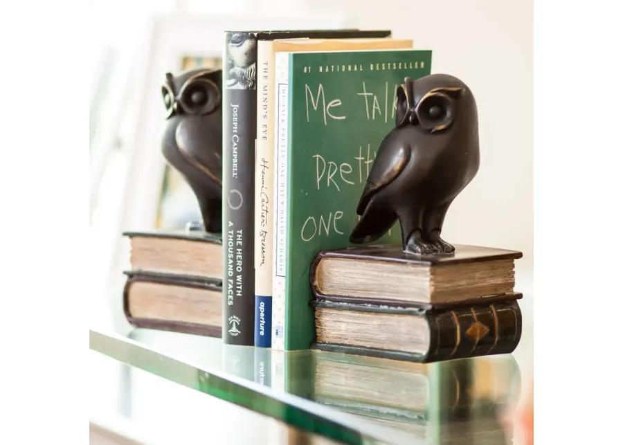 Owl on Books Bookend Set