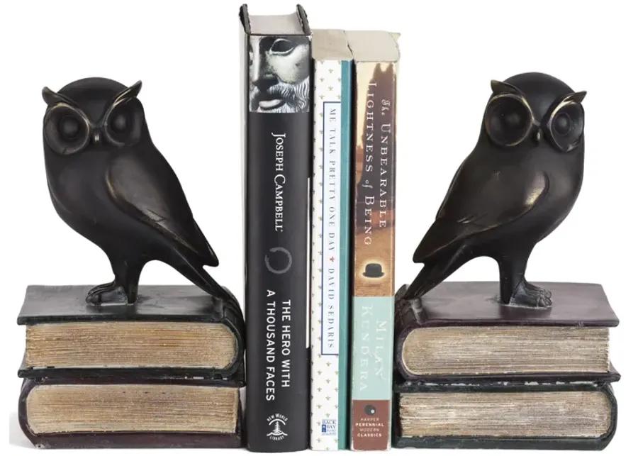 Owl on Books Bookend Set