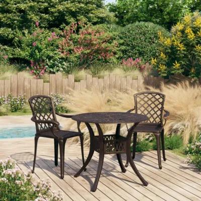 vidaXL 3 Piece Bistro Set Cast Aluminum Bronze