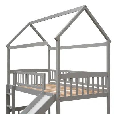 Merax House Bed Loft Bed with Slide