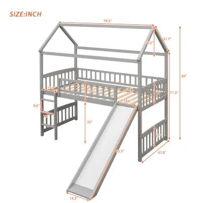 Merax House Bed Loft Bed with Slide