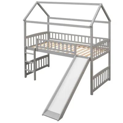 Merax House Bed Loft Bed with Slide