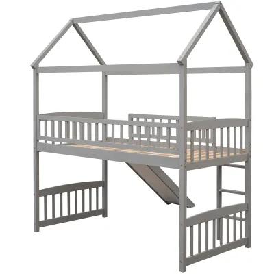 Merax House Bed Loft Bed with Slide