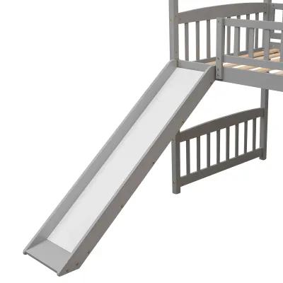 Merax House Bed Loft Bed with Slide