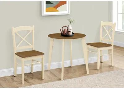 Monarch Specialties I 1326 - Dining Table, 30" Round, Small, Kitchen, Dining Room, Oak And Cream, Wood Legs, Transitional