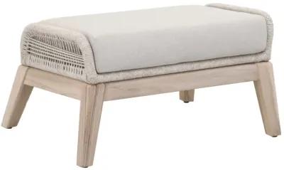 Loom Outdoor Footstool in Taupe & White