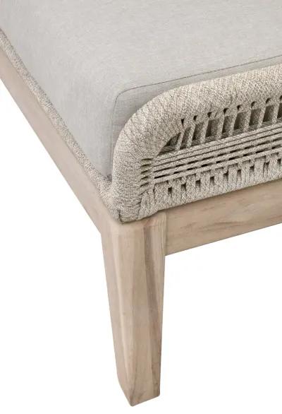 Loom Outdoor Footstool in Taupe & White