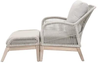 Loom Outdoor Footstool in Taupe & White