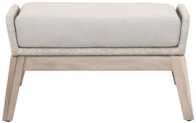 Loom Outdoor Footstool in Taupe & White