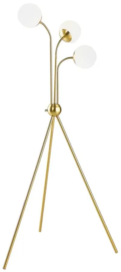 Jyan Accent Floor Lamp, 3 Classic Globe Lights, Tripod Gold Metal Base - Benzara