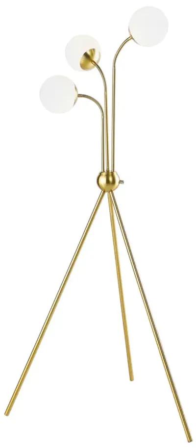 Jyan Accent Floor Lamp, 3 Classic Globe Lights, Tripod Gold Metal Base - Benzara