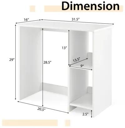 31.5 Inch  Modern Home Office Desk with 2 Compartments-White