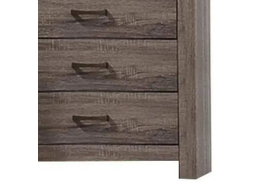 Soma 49 Inch Rustic 5 Drawer Tall Dresser Chest, Bar Handles, Oak Gray-Benzara