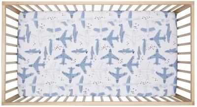 Bedtime Originals Little Aviator Airplane Baby/Toddler White Fitted Crib Sheet