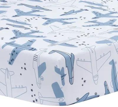 Bedtime Originals Little Aviator Airplane Baby/Toddler White Fitted Crib Sheet