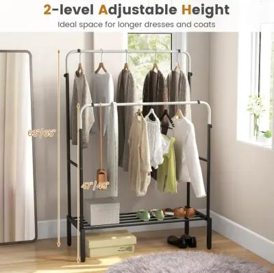 Double Rod Clothes Garment Rack with Adjustable Heights