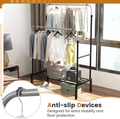 Double Rod Clothes Garment Rack with Adjustable Heights