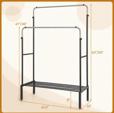 Double Rod Clothes Garment Rack with Adjustable Heights